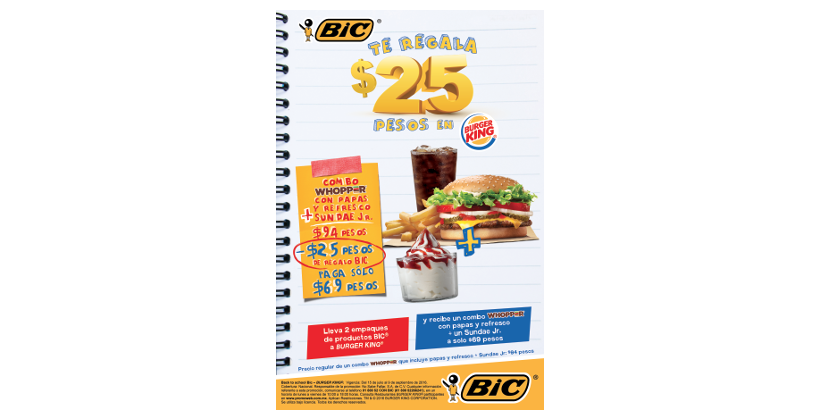 BIC y Burger King tienen una promo especial hasta el 9 de septiembre