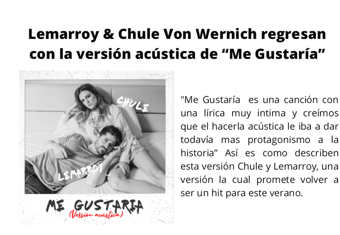 Lemarroy & Chule Von Wernich regresan con la versión acústica de “Me Gustaría”