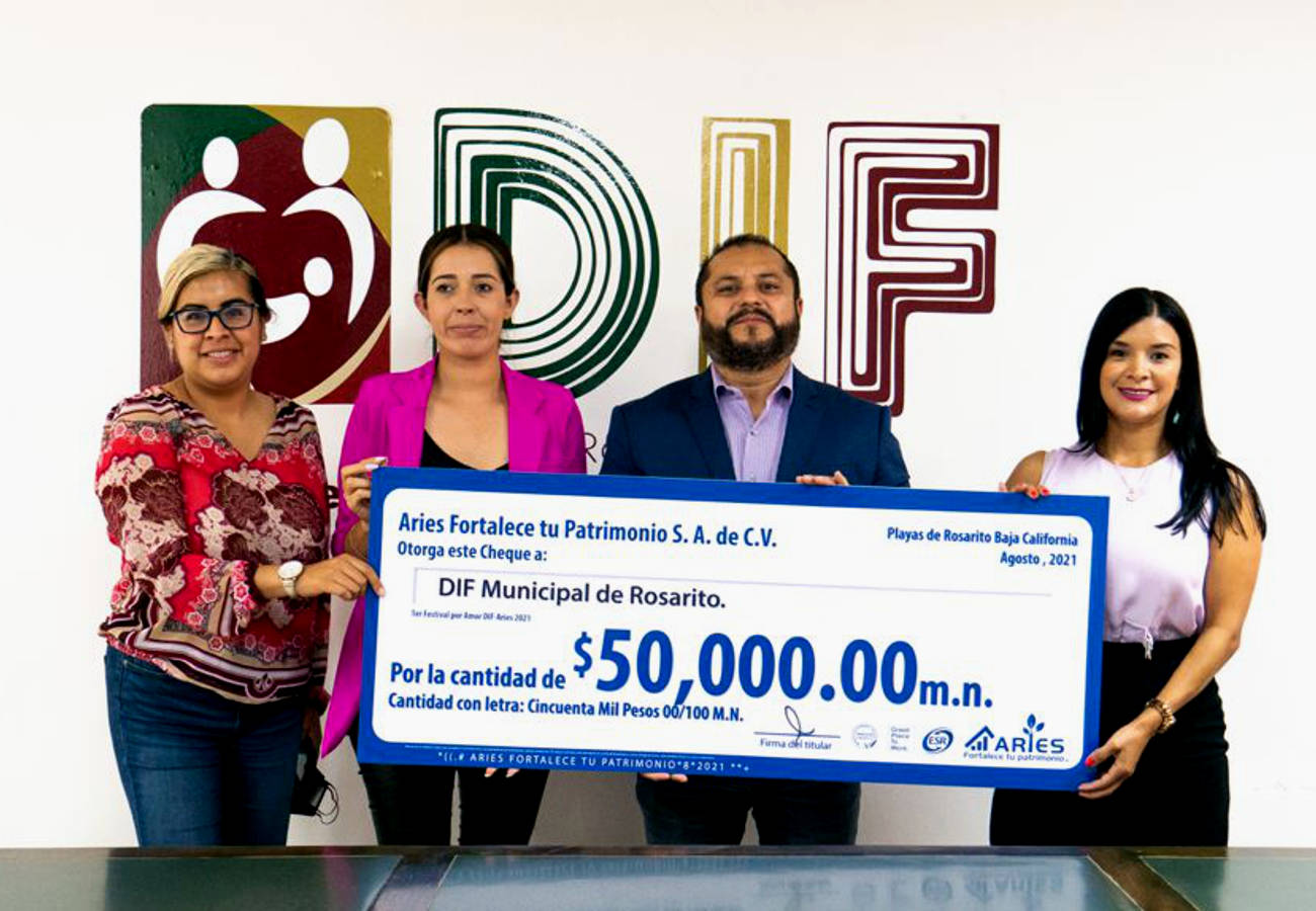 Grupo Aries, realiza donativo al DIF Municipal de Rosarito