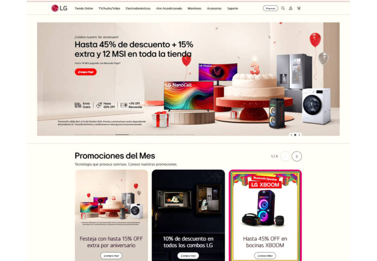 LG Electronics México celebra 3 años de su tienda en línea, con grandes descuentos